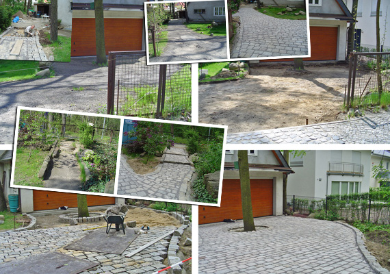 Auffahrt und Treppenanlage aus Granit Großsteinpflaster