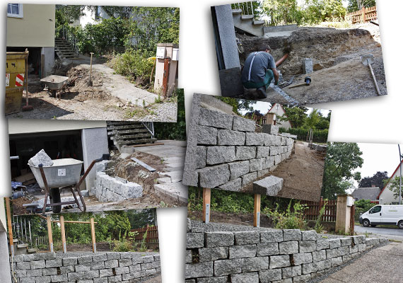 Granit-Trockenmauer.